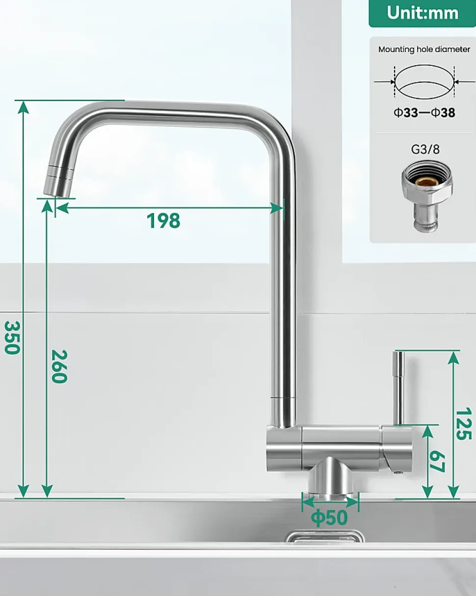 Mitigeur cuisine rabattable, robinet cuisine rabattable avec 2 Jets, robinetterie pliable devant fenêtre