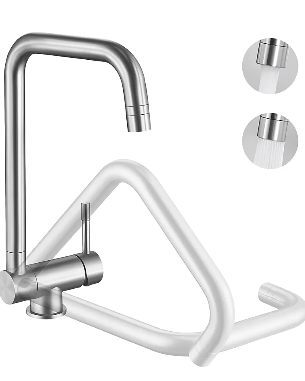 Mitigeur cuisine rabattable , CECIPA MAX robinet cuisine rabattable avec 2 Jets, robinetterie pliable devant fenêtre