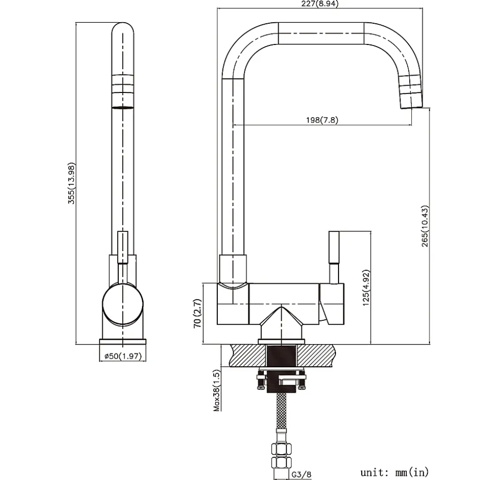 Mitigeur cuisine rabattable , CECIPA MAX robinet cuisine rabattable avec 2 Jets, robinetterie pliable devant fenêtre