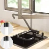 Mitigeur cuisine rabattable noir, robinet cuisine rabattable avec 2 Jets, robinetterie pliable devant fenêtre