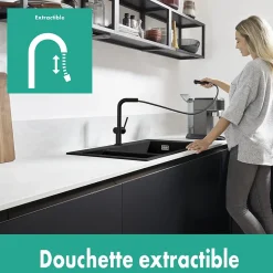 Mitigeur de cuisine avec douchette noir mat Hansgrohe Talis M 54 bec droit