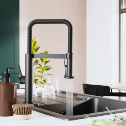 Mitigeur de cuisine avec douchette noir mat GoodHome Kamut