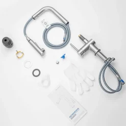 Mitigeur de Cuisine avec Douchette Extractible, Robinet Cuisine en Inox Mitigeur d'Évier avec 2 Modes de Sortie D'eau, Brossé