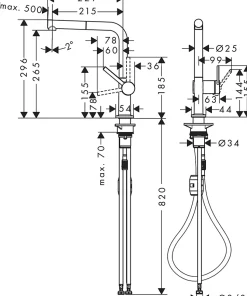 Mitigeur de cuisine avec douchette extractible chromé Hansgrohe Talis M54 H. 296 cm