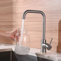 Mitigeur de cuisine bec haut SKY BATH nickel brossé Inox S304 série COMFORT