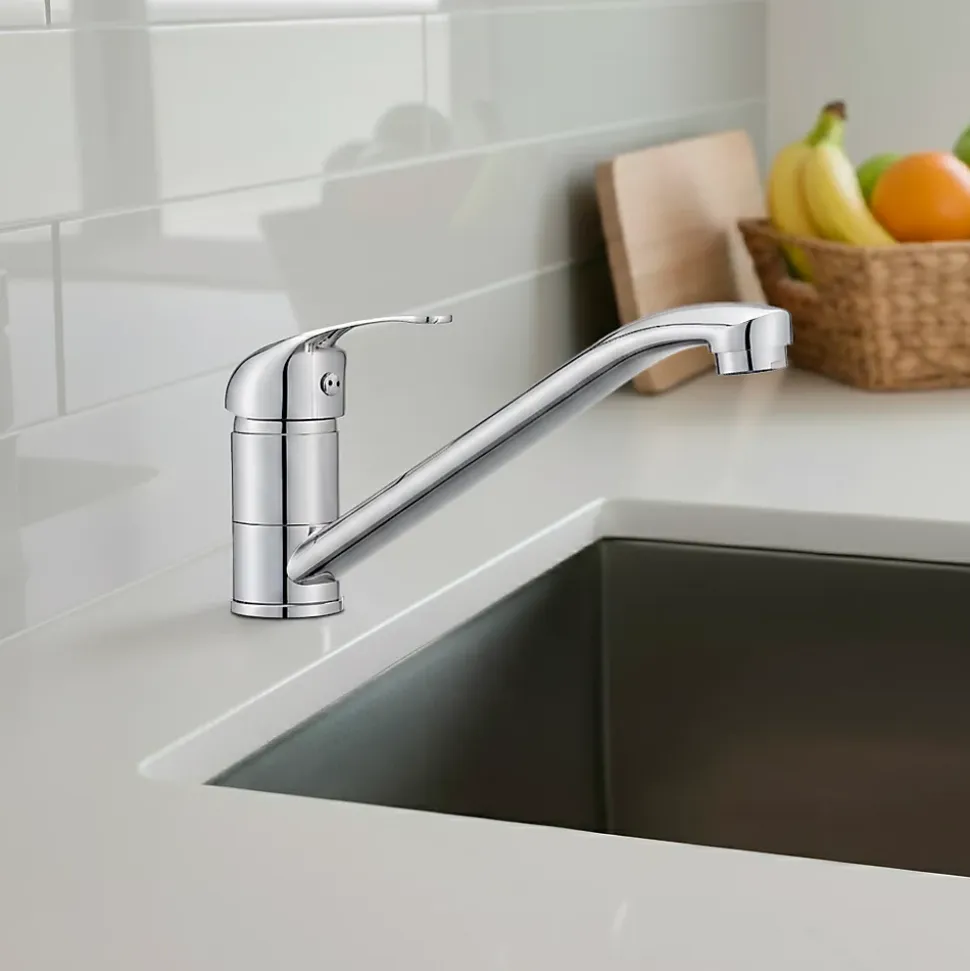 Mitigeur de cuisine Brigg en laiton couleur argenté H.12,1 cm