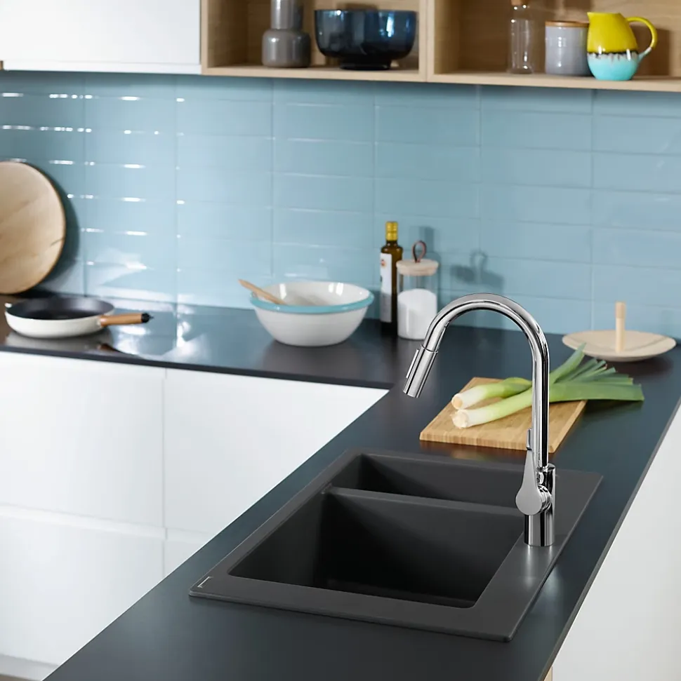 Mitigeur de cuisine chromé avec douchette Hansgrohe Cento XL