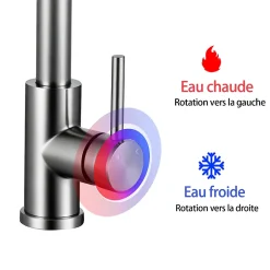 Mitigeur de cuisine extractible, douchette incluse, acier inoxydable brossé