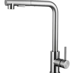 Mitigeur de cuisine extractible, douchette incluse, acier inoxydable brossé