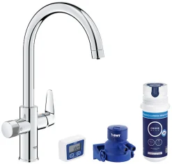 Mitigeur de cuisine filtrant chromé Grohe Blue Pure Curve brillant