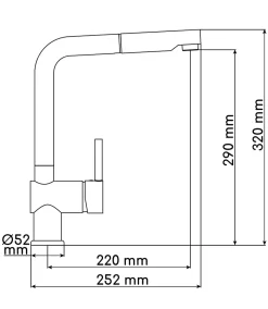Mitigeur de cuisine haut avec douchette en métal noir mat, Edouard Rousseau Carré