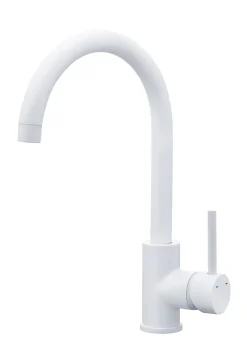 Mitigeur de cuisine Katiki en laiton couleur blanc H.33,5 cm