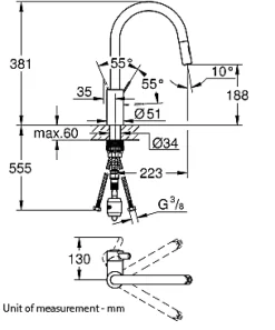 Mitigeur de cuisine medium chromé avec douchette Grohe
