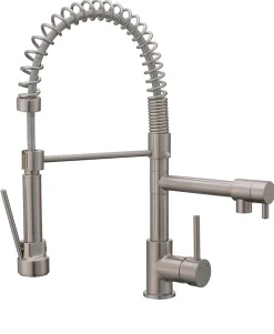 Mitigeur de cuisine nickel brossé avec douchette Cooke & Lewis Bilbrough