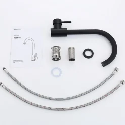 Mitigeur de Cuisine Noir Robinet de Cuisine 360 degrés Rotatif Robinet Mitigeur d'évier en Acier Inox Noir Mat