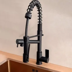 Mitigeur de cuisine noir mat avec douchette, Essebagno Big Hotto