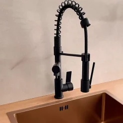 Mitigeur de cuisine noir mat avec douchette, Essebagno Big Hotto