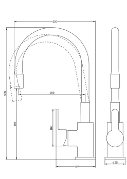 Mitigeur de cuisine noir mat et effet chromé mémoire de forme Essebagno Memory