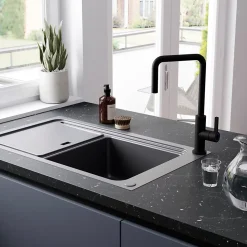 Mitigeur de cuisine noir mat GoodHome Kamut