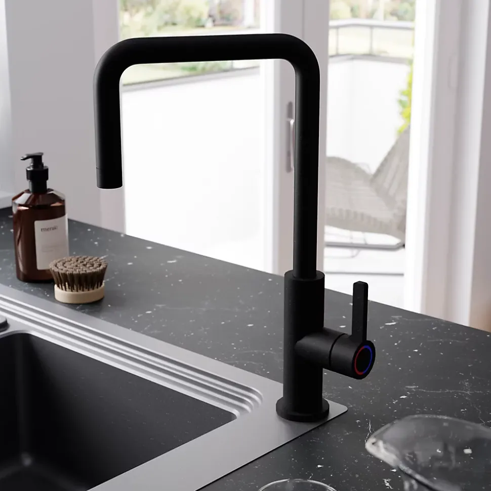 Mitigeur de cuisine noir mat GoodHome Kamut