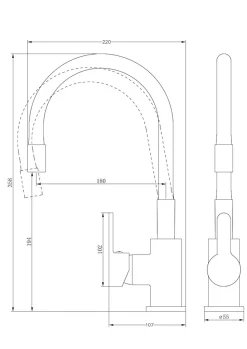 Mitigeur de cuisine noir mat mémoire de forme Essebagno Memory