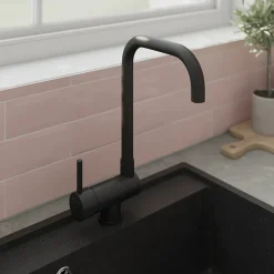 Mitigeur de cuisine rabattable noir mat GoodHome Deltana