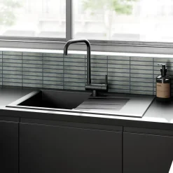 Mitigeur de cuisine rabattable noir mat GoodHome Deltana