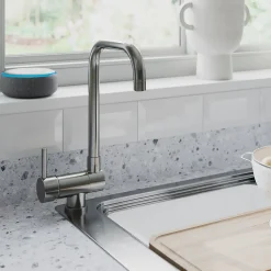 Mitigeur de cuisine rabattable nickel brossé GoodHome Deltana