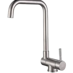 Mitigeur de cuisine repliable : Régulation chaud/froid, rotation 360, acier inoxydable Brossé