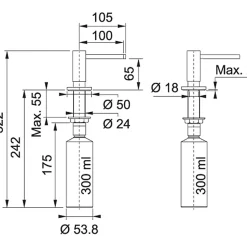 Mitigeur Franke Active Noir Mat - distributeur de savon - Noir Mat coloris Noir Mat