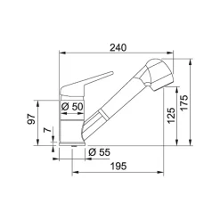 Mitigeur Franke Novara Plus Couleur Douchette - Onyx coloris Onyx