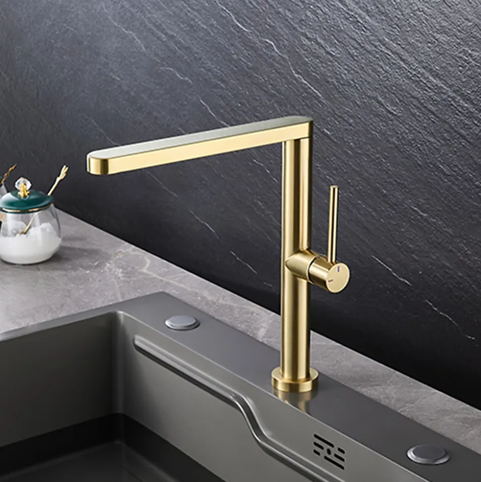 Mitigeur haut Kedral Edouard Rousseau en métal effet doré