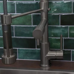 Mitigeur évier à douchette gun métal Essebagno Big Pro