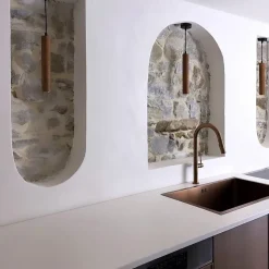 Mitigeur évier à douchette cuivre brossé Essebagno Portofino