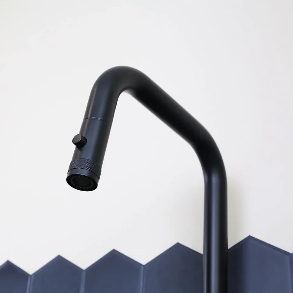 Mitigeur évier à douchette extractible noir mat Essebagno Molette