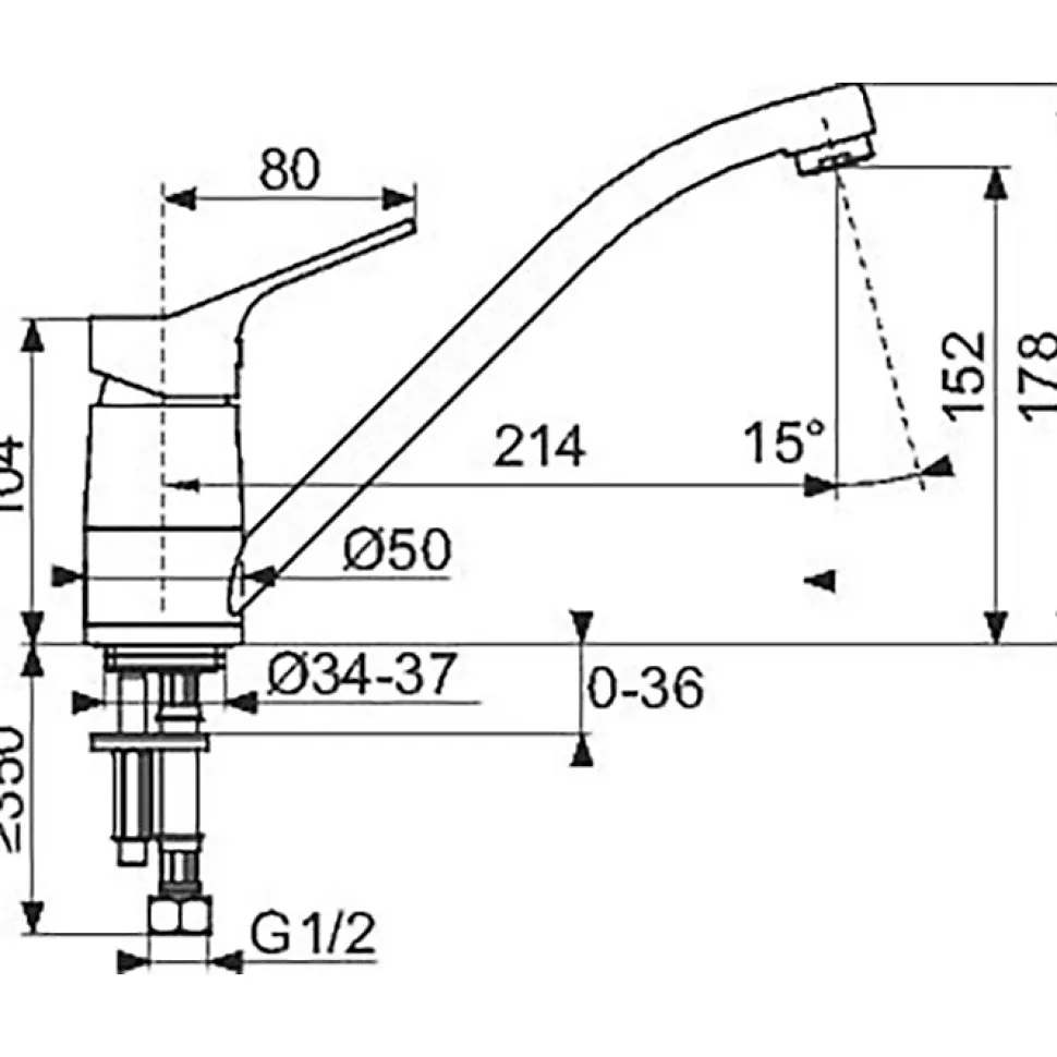 Mitigeur évier Brive Jacob Delafon - Bec profilé