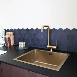 Mitigeur évier or brossé rabattable "spécial fenêtre" Essebagno New Oslo