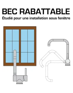 Mitigeur évier or brossé rabattable 
