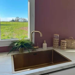 Mitigeur évier or brossé rabattable 