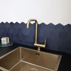 Mitigeur évier or brossé rabattable 