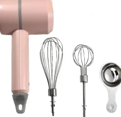 Mixeur Manuel Sans Fil Portable Rose 3 Vitesses