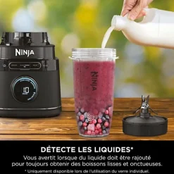 Mixeur Ninja Detect Power Blender Pro 1200W - 2-en-1 - 2L - 15 modes - 10 vitesses - Noir