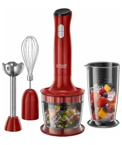 Mixeur plongeant 3 en 1 - RUSSELL HOBBS - Desire 24700-56 - 500 W - Pied inox - Bol hachoir 0.5 L - Fouet - 2 vitesses
