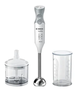 Mixeur plongeant BOSCH ErgoMixx 600W - Blanc/Gris - 12 vitesses + turbo - Mini-hachoir inclus