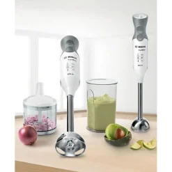 Mixeur plongeant BOSCH ErgoMixx 600W - Blanc/Gris - 12 vitesses + turbo - Mini-hachoir inclus