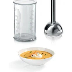 Mixeur plongeant BOSCH ErgoMixx 600W - Blanc/Gris - 12 vitesses + turbo - Mini-hachoir inclus