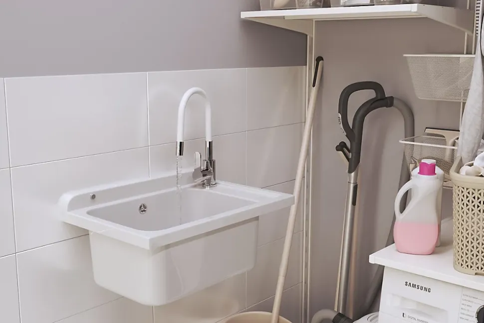 Monza Évier en Granit pour Garage, Buanderie Blanc