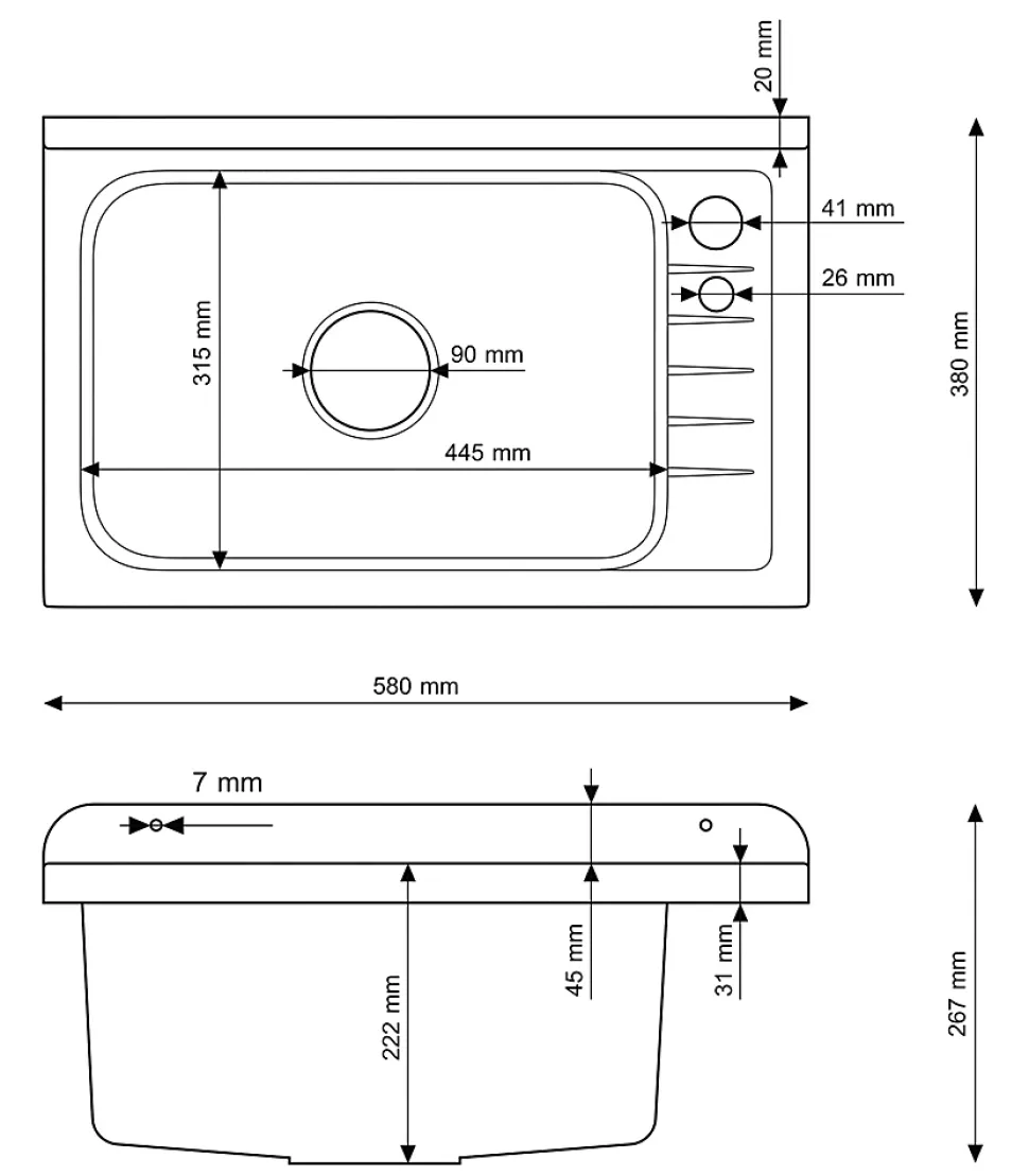 Monza Évier en Granit pour Garage, Buanderie Blanc