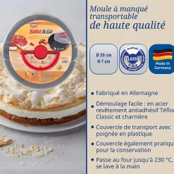 Moule à manqué à charnière 26 cm avec couvercle de transport Dr. Oetker Bake and Go