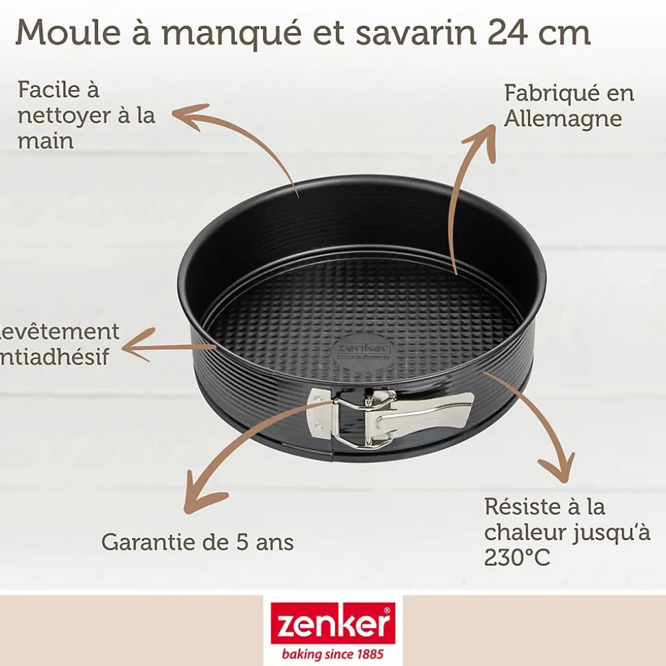 Moule à manqué et à savarin double fond 24 cm Zenker Black Metallic